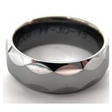 Jim Tungsten Gunmetal Grey Faceted Ring Band
