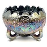 Fenton Orange Tree Amethyst Three Toed Cupped Bowl