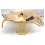 Murano White Crystal Art Glass Pedestal Bowl