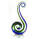 Blue Green Swirl Art Glass Sculpture