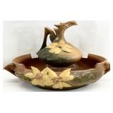 2pc Roseville Clematis Console Bowl & Pitcher