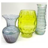 3pc Art Glass Vases