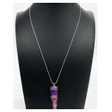 Rainbow Titanium Aura Quartz Sterling Necklace