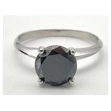 14K White Gold & Black Diamond Ring, Sz 5.75 / 6