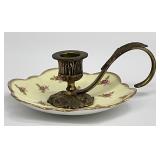 English Brass & Bone China Chamberstick