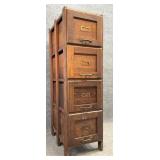 Antique Oak 4 Drawer File Cabinet