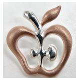 Sterling Silver Two-Toned Apple Pendant
