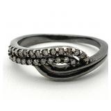 Sterling Silver Clear Stone Ring, Sz 6