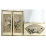 3pc Vintage Asian Floral & Butterfly Silk
