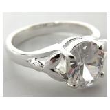 Sterling Silver Clear Stone Ring, Sz 7.5