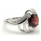 Sterling Silver & Garnet Ring, Sz 9.5