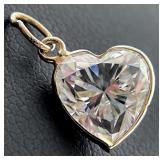 10K Gold Moissanite Heart Pendant