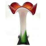 Large Murano Style Calla Lily Art Glass Vase
