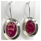Sterling Silver & Pink Jasper Earrings