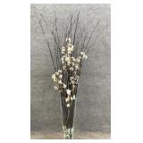 Clear Glass Floor Vase w/ Faux Florals