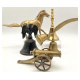5pc Federal Style Brass / Metal Bells, Horse &