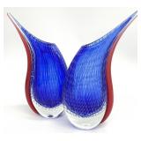2pc Venetian Style Dewdrop Art Glass Vases
