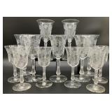 13pc Libbey Rock Sharpe Debut Cut Glasses