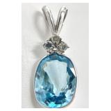 14K Gold Blue Zircon Pendant