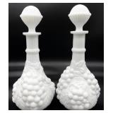 2pc Imperial Milk Glass Decanters