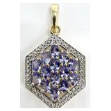 Gold Tone Sterling & Tanzanite Pendant