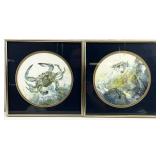 2pc Artist Signed Blue Crab & Shrimp Art Prints