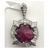 Sterling Silver & Dyed Ruby White Topaz Pendant