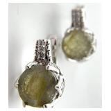 Sterling Silver, Labradite & CZ Earrings