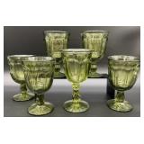 6pc Vintage Green Glassware