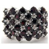 Sterling Silver & Garnet Stone Cocktail Ring, Sz 6