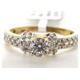 10K Gold, Lab Diamond && CZ Ring, Sz 6.75