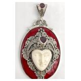Indonesian Sterling Silver Garnet Pendant