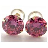14K Gold & Pink Moissanite Stud Earrings
