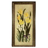 Vintage Floral Crewel Embroidery Wall Art