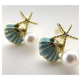Gold Tone Sterling Silver Nautical Earrings
