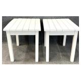 Pair White Slat Top Patio Tables