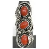 Native American? Sterling Silver Coral Ring