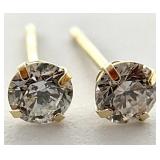 14K Gold & White Sapphire Stud Earrings