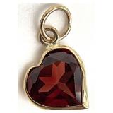 10K Gold & Garnet Heart Pendant