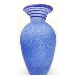 Cobalt Blue Frosted Speckled Art Glass Vase