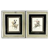2 Hand Colored Military Equestrian Prints
