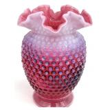 Fenton Cranberry Opalescent Hobnail Vase