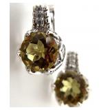 Sterling Silver, Citrine & CZ Earrings