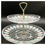 Vintage 2-Tier Glass Dessert Tray