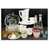 Vintage Glass Cups, Cruets, Pitcher & More