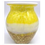 Yellow Amber White Tri-Color Art Glass Vase