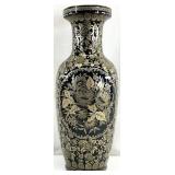 Large 24 ' Black & Gold Floral Porcelain Floor
