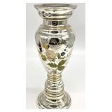 Antique Hand Painted 12 ' Mercury Glass Vase