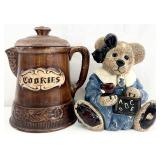 2pc Cookie Jars, Boyd's Bears Teacher & Pitcher