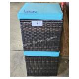 2pc wicker outdoor ottomans/stools